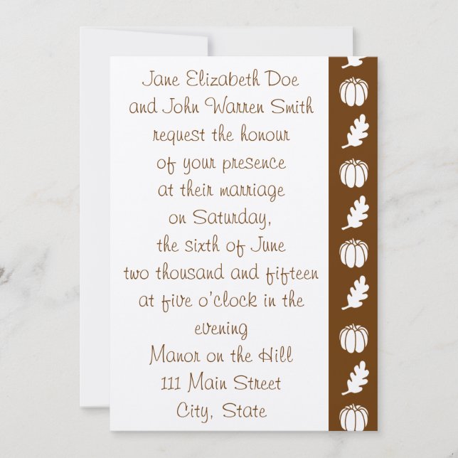 Patch citrouille dans le Faire-part de mariage au  (Devant)
