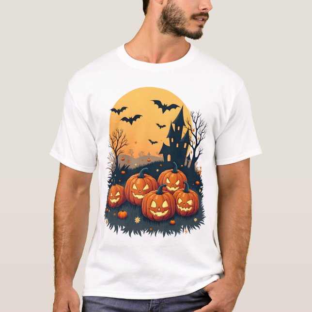 Patch de citrouille effrayant - T-shirt Halloween  (Devant)