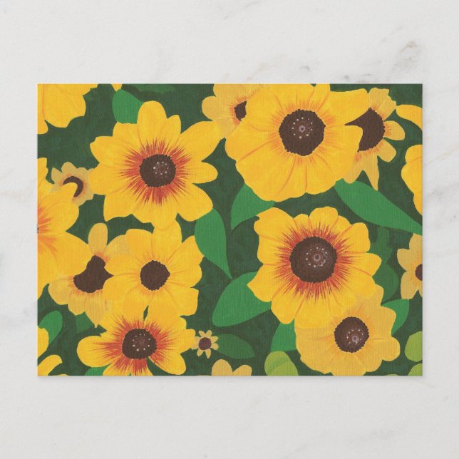 Patch de tournesol jaune peinture sur cartes posta (Devant)