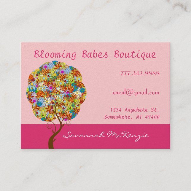 Patch Work Tree sur Cartes de visite roses (Devant)