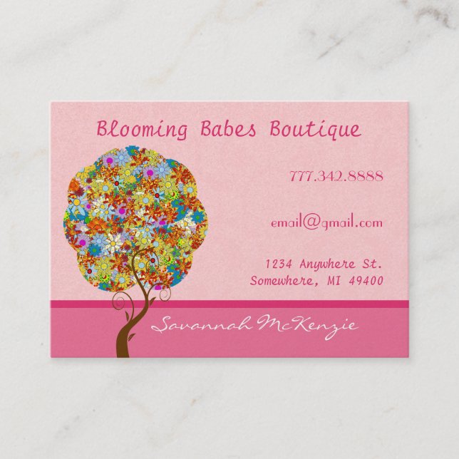 Patch Work Tree sur Cartes de visite roses (Devant)