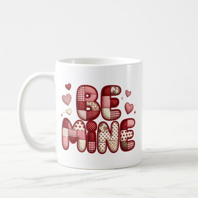 Patchwork "Be Mine" Valentine's  Mug (Gauche)