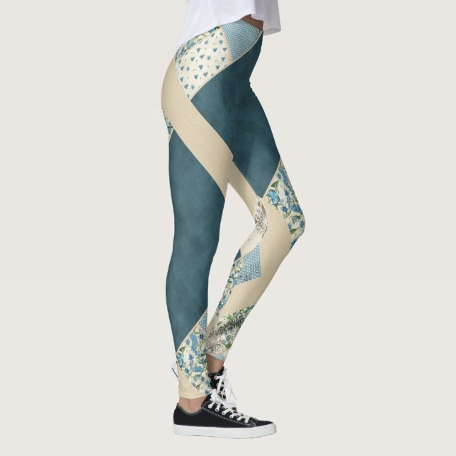 Patchwork bleu Leggings Pantalon de Yoga (Droite)