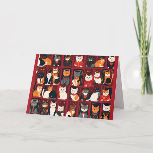 patchwork chats AI carte de voeux art