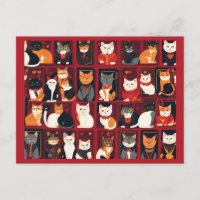 patchwork chats IA art carte postale