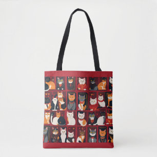patchwork chats sac fourre-tout d'art AI