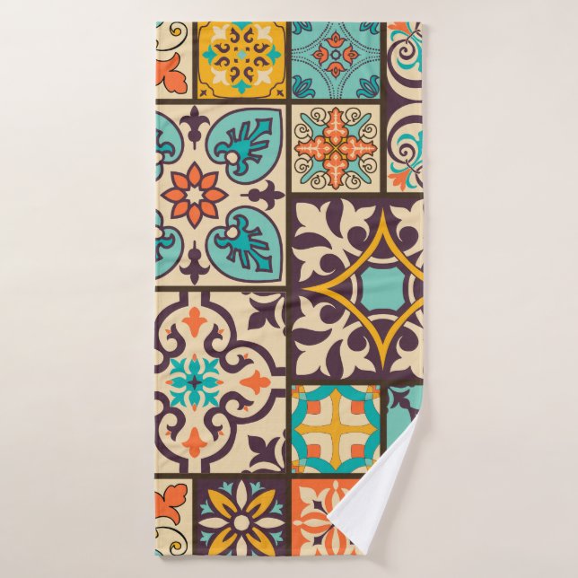 Patchwork coloré Islam Motifs Carrelage (Serviette de bain)