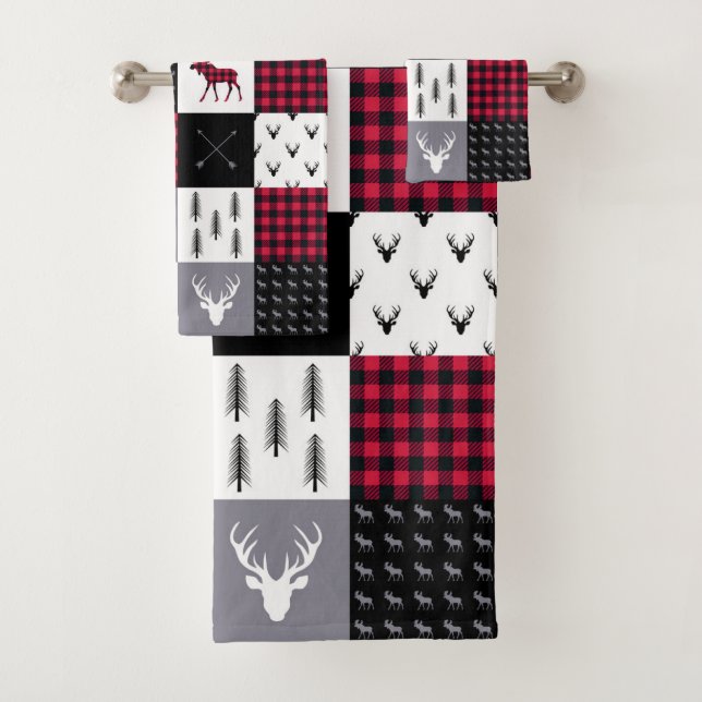 Patchwork de Buffalo Rustique Plaid Rouge Blanc No (En situation)