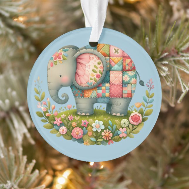 Patchwork Elephant Floral Meadow Charm (Arbre)