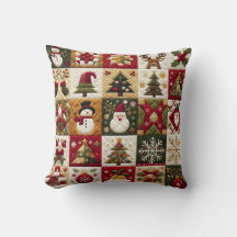 Patchwork Holiday Charme Coussin de Noël
