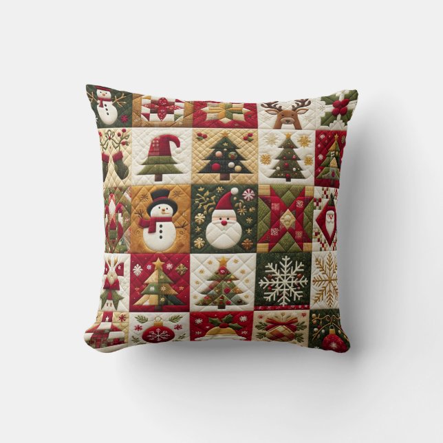 Patchwork Holiday Charme Coussin de Noël (Recto)