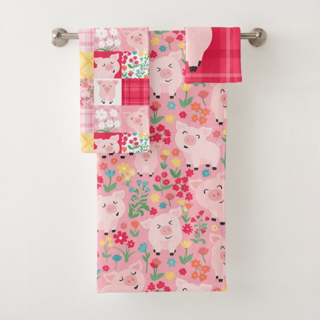 Patchwork Pig Floral Farm Enfants Rose (En situation)