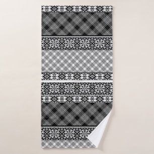 Patchwork rayé noir et blanc avec dentelle