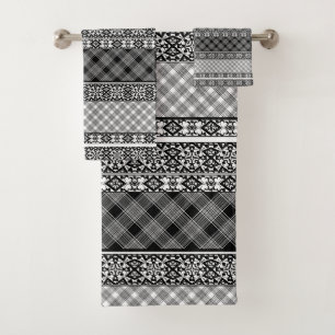Patchwork rayé noir et blanc avec dentelle