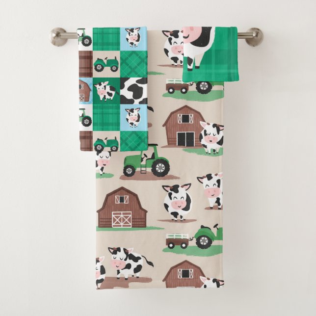 Patchwork rustique de la ferme de vaches Marron et (En situation)