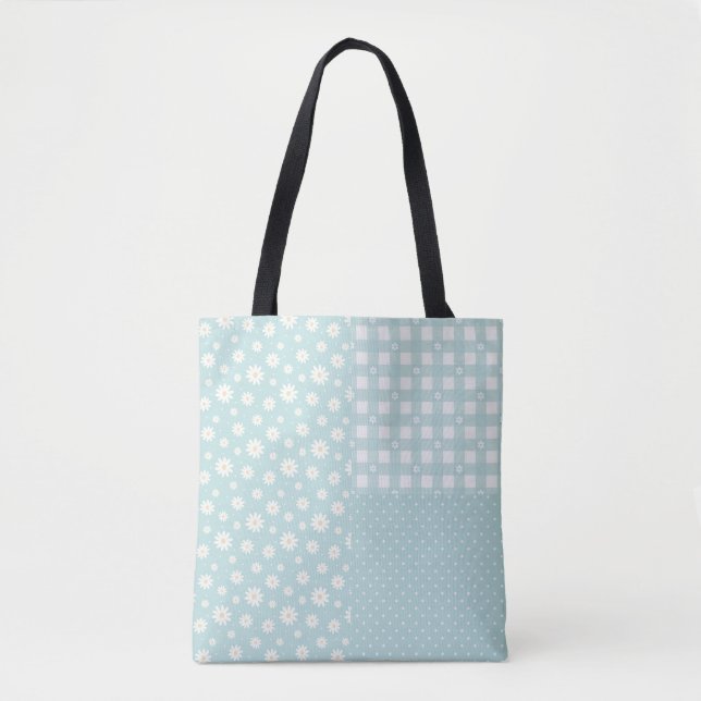 Patchwork Sac fourre-tout Motif de printemps Turqu (Devant)