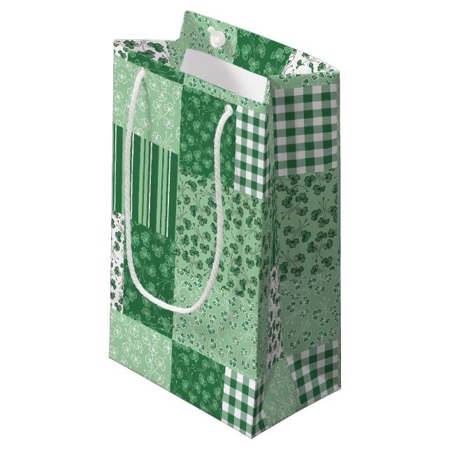 Patchwork Shamrock vert Petit sac cadeau (Devant Angle)