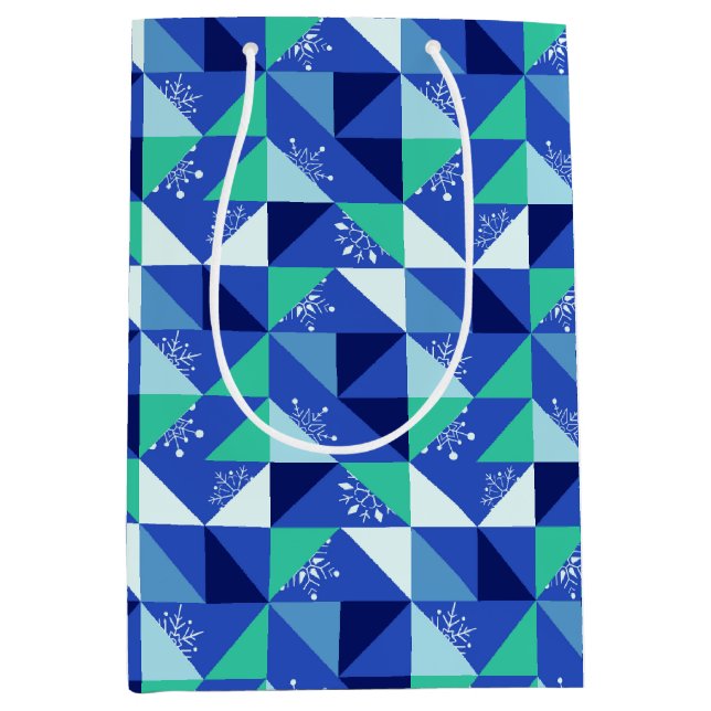 Patchwork Snowflakes - Arrière - plan bleu - Sac c (Devant)