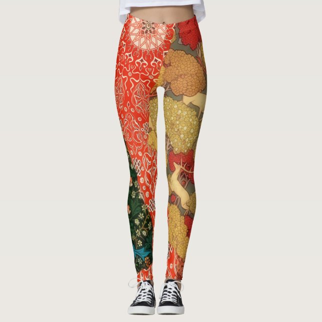 Patchwork Style Vintage Quilt Art Leggings (Devant)
