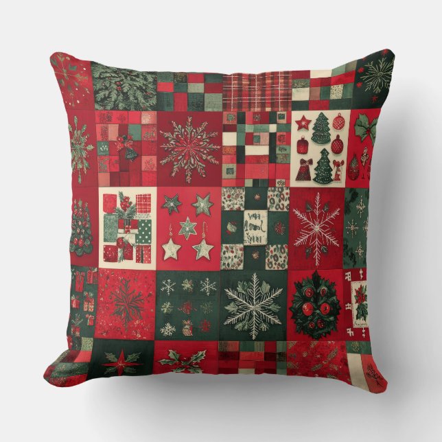 Patchwork vintage Oreiller de Noël (Recto)