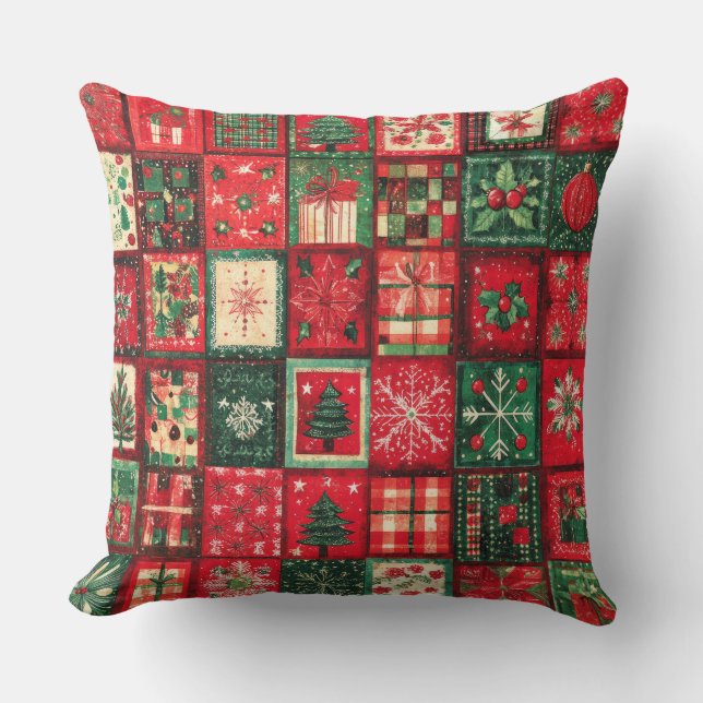 Patchwork vintage Oreiller de Noël (Recto)
