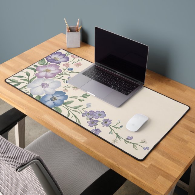 Pâte violet, blanc & bleu Botanique Flore Imprimer (Bureau 2)