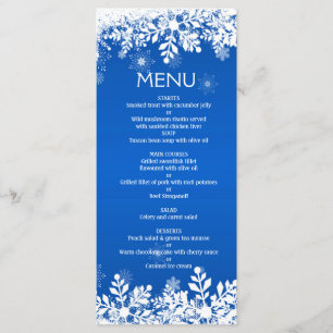 Pâtes blanches sur le bleu Mariage de Noël Menu