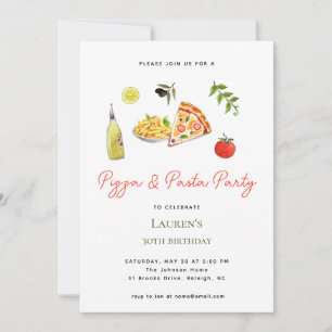 Pâtes et pizza party Invitation