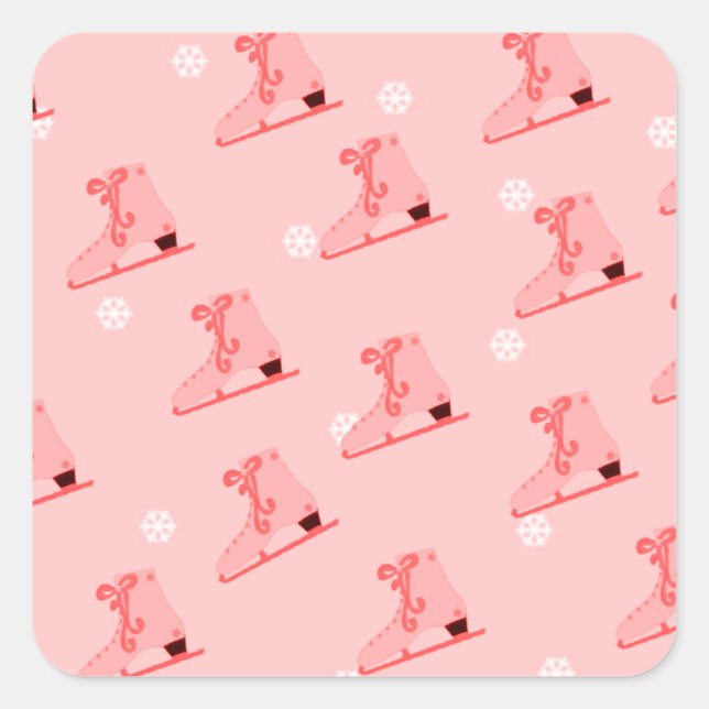 Patin à glace rose Blush Autocollant rond classiqu (Devant)