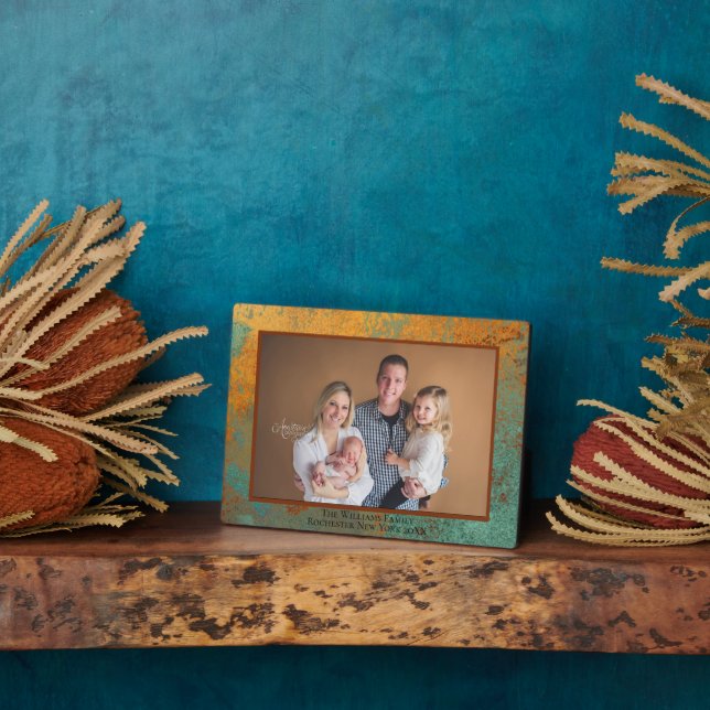 Patina en cuivre Nom personnalisé Plaque photo (Côté)