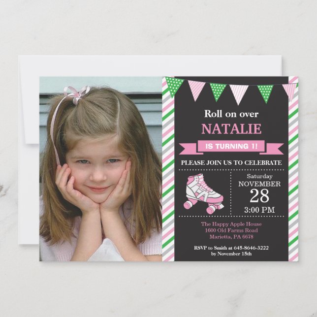 Patinage à rouleaux Invitation Anniversaire Fête d (Devant)