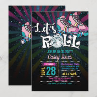 Patinage à rouleaux Invitation d'anniversaire - Fi