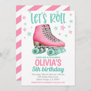 Patinage à rouleaux Invitation fête d'anniversaire