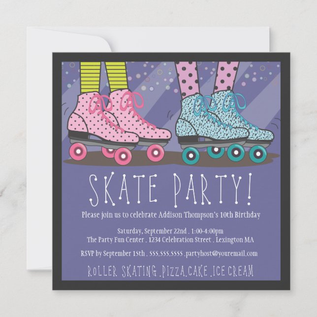 Patinage à rouleaux Invitation fête d'anniversaire (Devant)