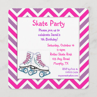 Patinage à roulettes rose et violet Invitation d'a