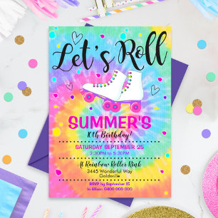 Patinage à roulettes Tie Dye Invitation Patinage à