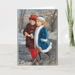 Patinage Dans Un Étang D'Hiver Carte De Vacances V