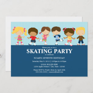 Patinage de garçons/filles  Invitation de fête d'a