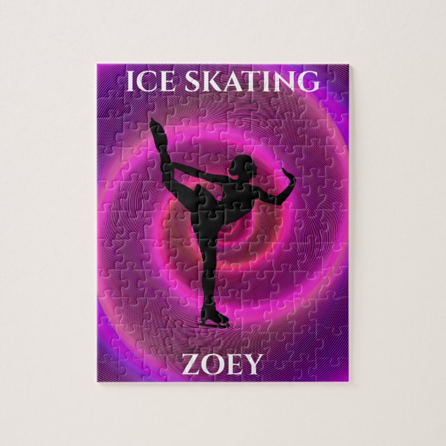 Patinage de glace puzzle fille avec le nom de l'en (Vertical)