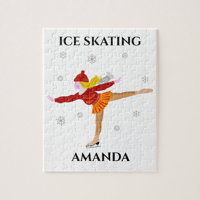 Patinage de glace puzzle fille avec le nom de l'en (Vertical)
