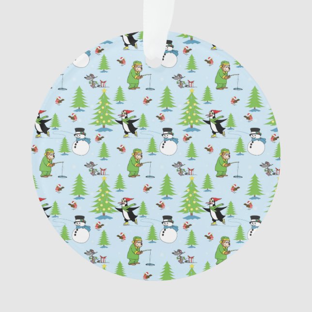 Patinage de pingouin de Noël et pêcheur d'ours (devant)