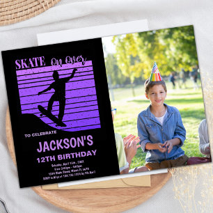 Patinage en violet Invitations Anniversaire avec p