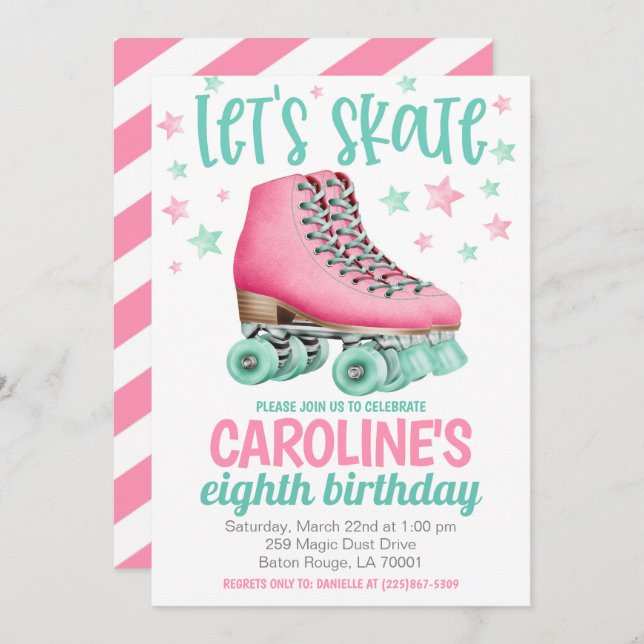 Patinage Invitation d'anniversaire (Devant / Derrière)