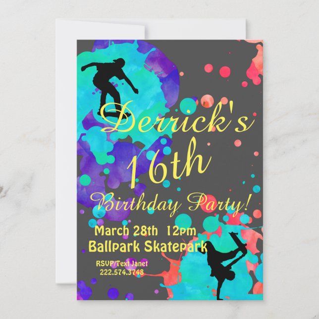 Patinage Invitation d'anniversaire (Devant)