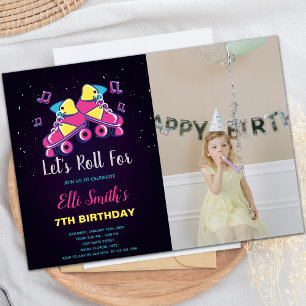 Patinage rose invitations avec photo