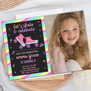 Patinage rose photo Invitations d'anniversaire