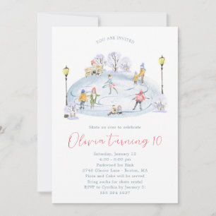 Patinage sur glace Anniversaire Fête Invitation