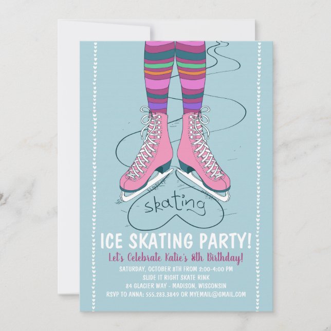 Patinage sur glace Anniversaire Fête Invitation (Devant)