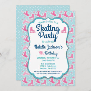 Patinage sur glace Anniversaire Invitation Filles