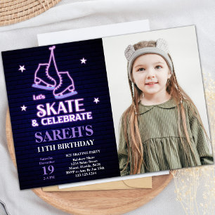Patinage sur glace Anniversaire Invitations avec p